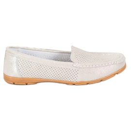 Leather Loafers With VINCEZA glitter beige golden Leather Loafers With VINCEZA glitter beige golden
