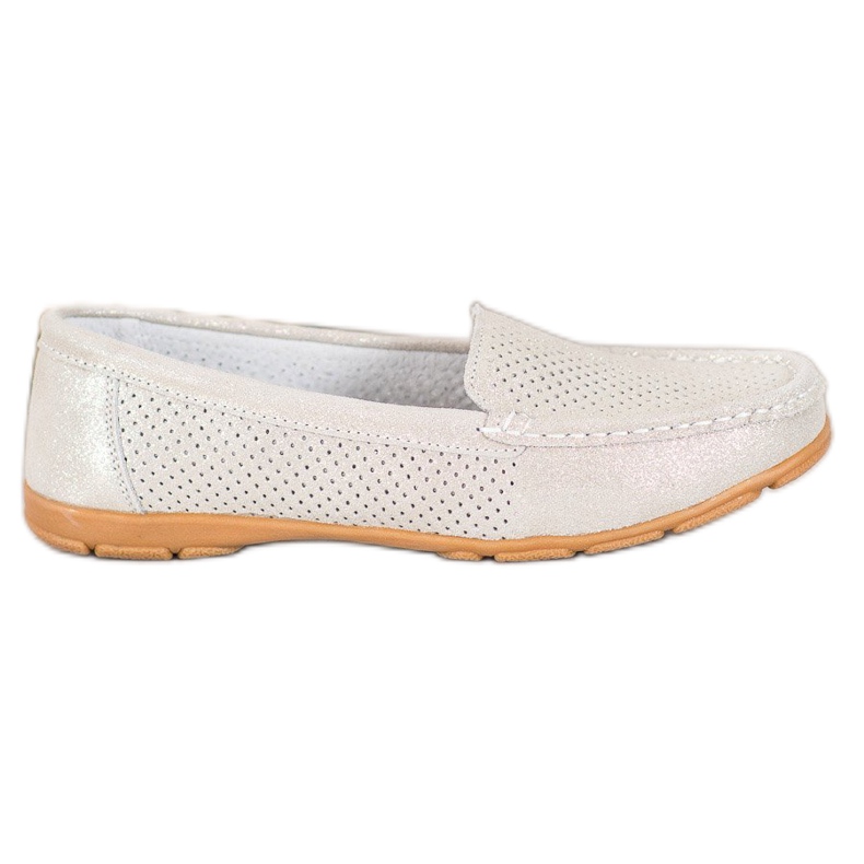 Leather Loafers With VINCEZA glitter beige golden Leather Loafers With VINCEZA glitter beige golden