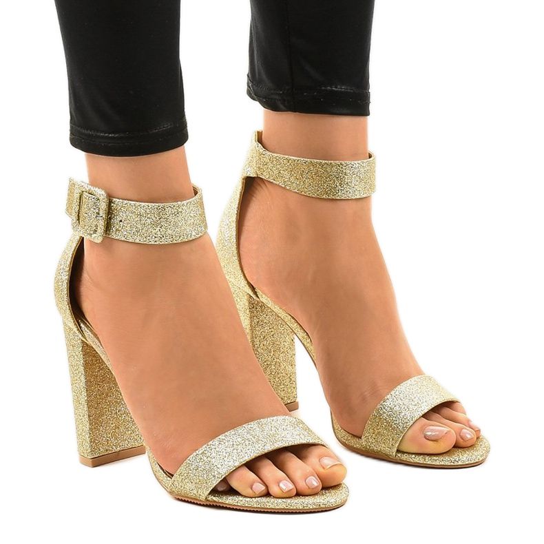 ZY-161 gold open glitter pumps golden
