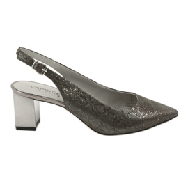 Caprice 29605 Women's sandals on the pillar, shiny gray grey