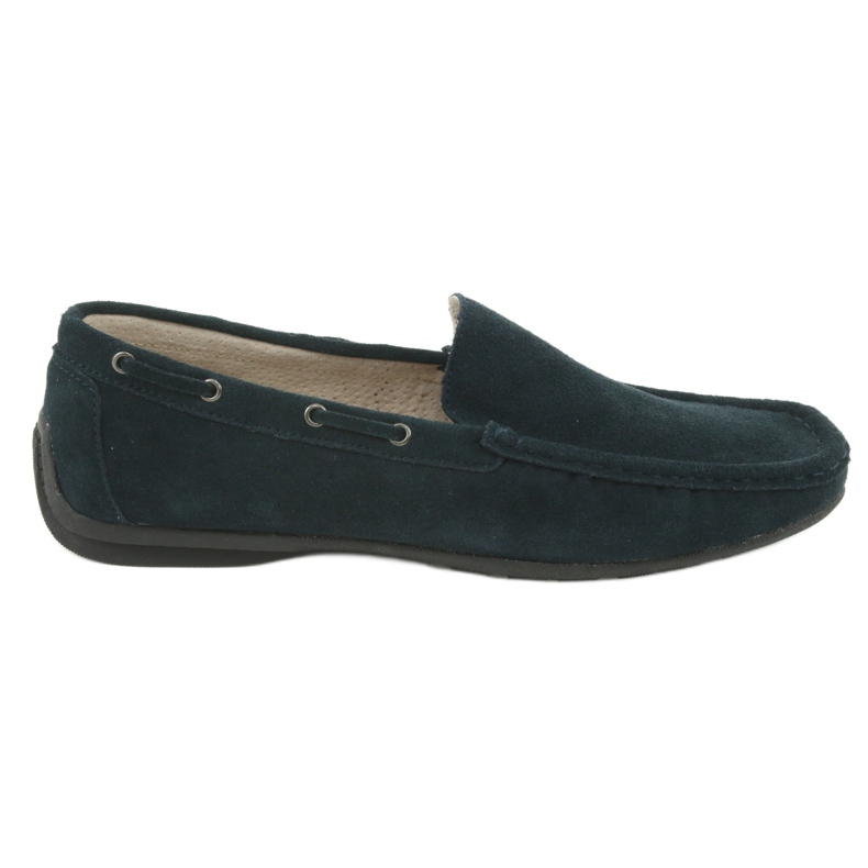 American Club Leather moccasins. Suede navy blue American JK02