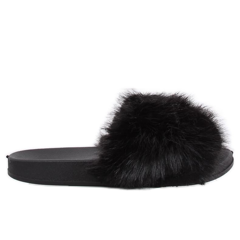 Black CK107P Black slippers with fur