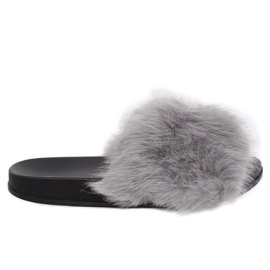 Gray Slippers with fur CK107P Gray grey Gray Slippers with fur CK107P Gray grey