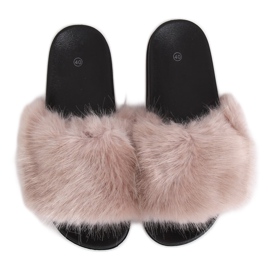 Beige slippers with fur CK107P Beige