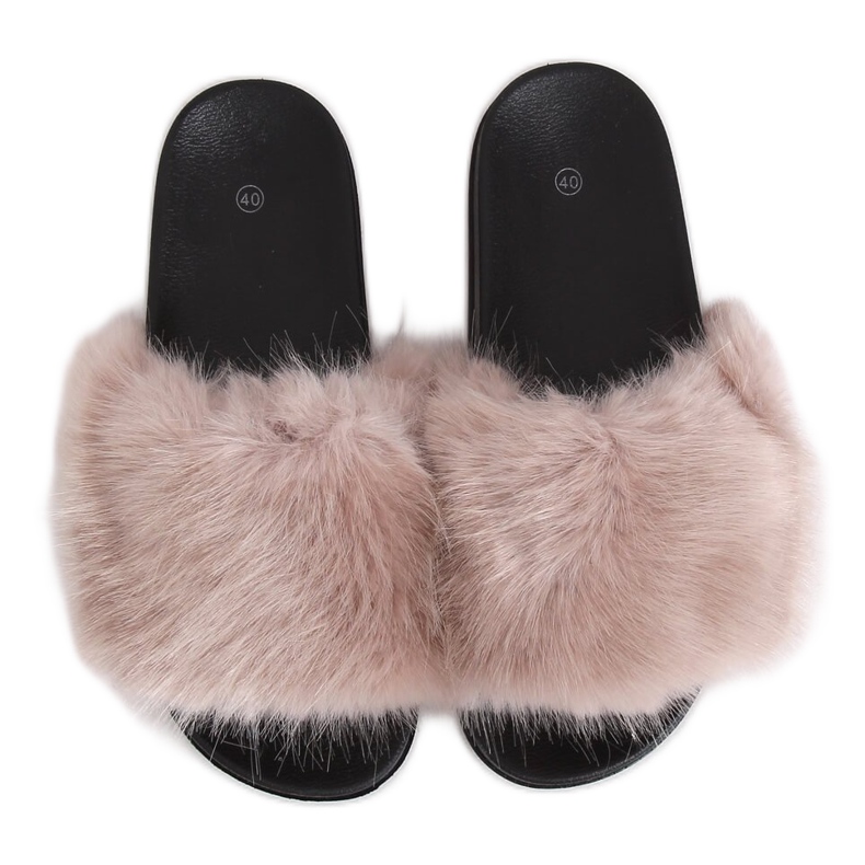 Beige slippers with fur CK107P Beige