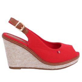 Red wedge sandals R132P Red