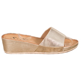 SHELOVET Stylish wedge slippers yellow