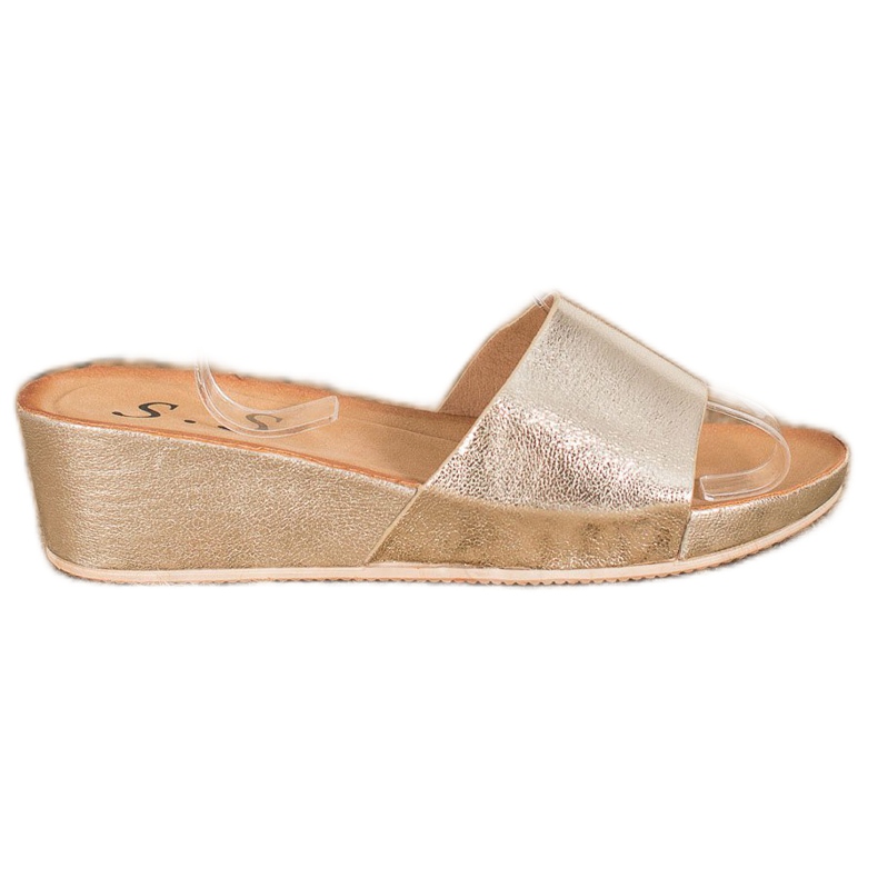 SHELOVET Stylish wedge slippers yellow