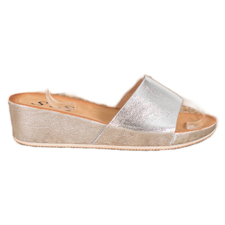 SHELOVET Stylish wedge slippers grey
