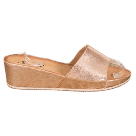 SHELOVET Stylish wedge slippers yellow