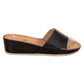 SHELOVET Stylish wedge slippers black