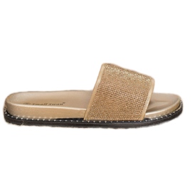 SHELOVET Fashionable Slippers With Cubic Zirconia yellow SHELOVET Fashionable Slippers With Cubic Zirconia yellow