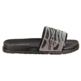 SHELOVET Fashionable Slippers With Cubic Zirconia black grey