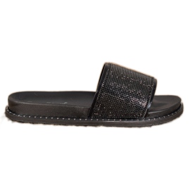 SHELOVET Fashionable Slippers With Cubic Zirconia black
