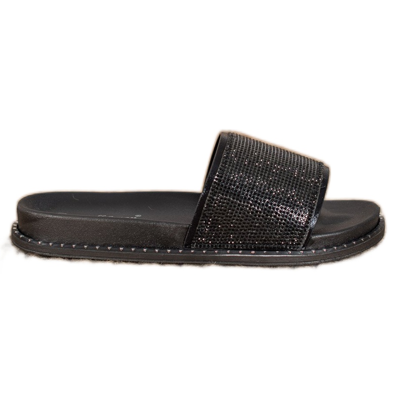SHELOVET Fashionable Slippers With Cubic Zirconia black