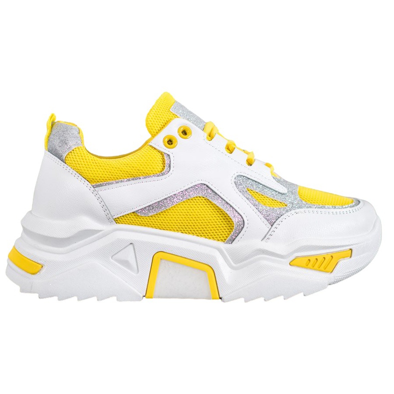 Seastar Fashionable Sneakers With Glitter white yellow Seastar Fashionable Sneakers With Glitter white yellow