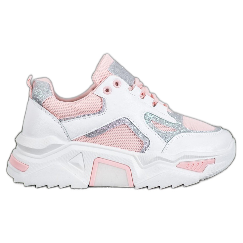 Seastar Fashionable Sneakers With Glitter white pink