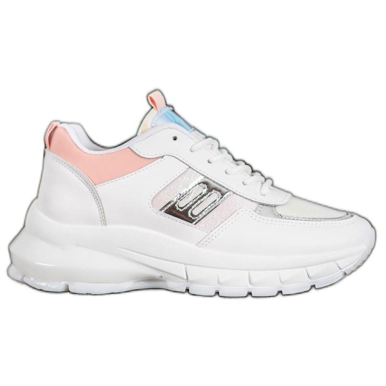 SHELOVET Fashionable Eco Leather Sneakers white multicolored