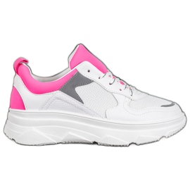 SHELOVET Casual Eco Leather Sneakers white pink SHELOVET Casual Eco Leather Sneakers white pink