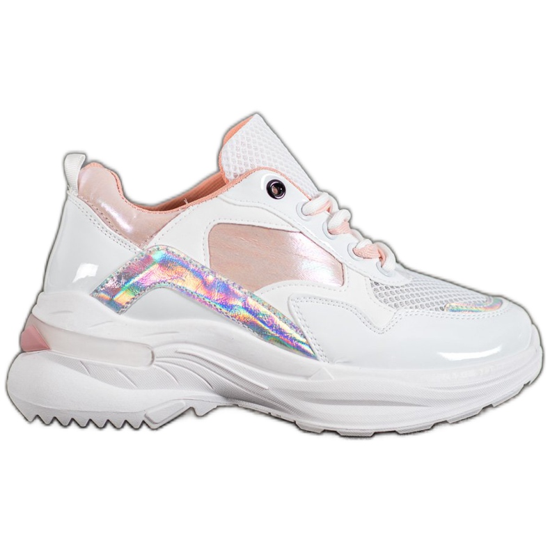 SHELOVET Stylish Eco Leather Sneakers white multicolored