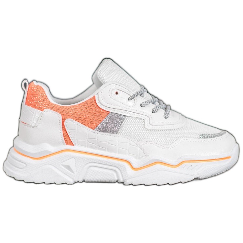 SHELOVET Sneakers On The Platform With Glitter white orange