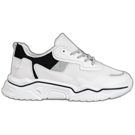 SHELOVET Sneakers On The Platform With Glitter white black
