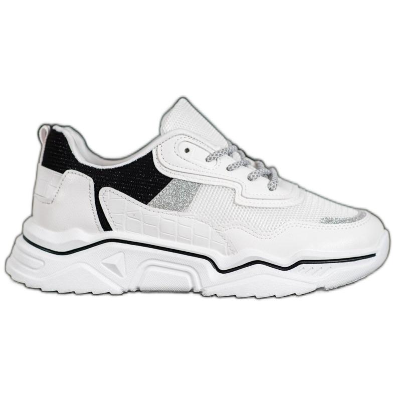 SHELOVET Sneakers On The Platform With Glitter white black