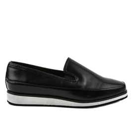 Black matte low wedge shoes 5388-2