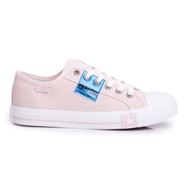 Pink women's openwork sneakers Big StarFF274033