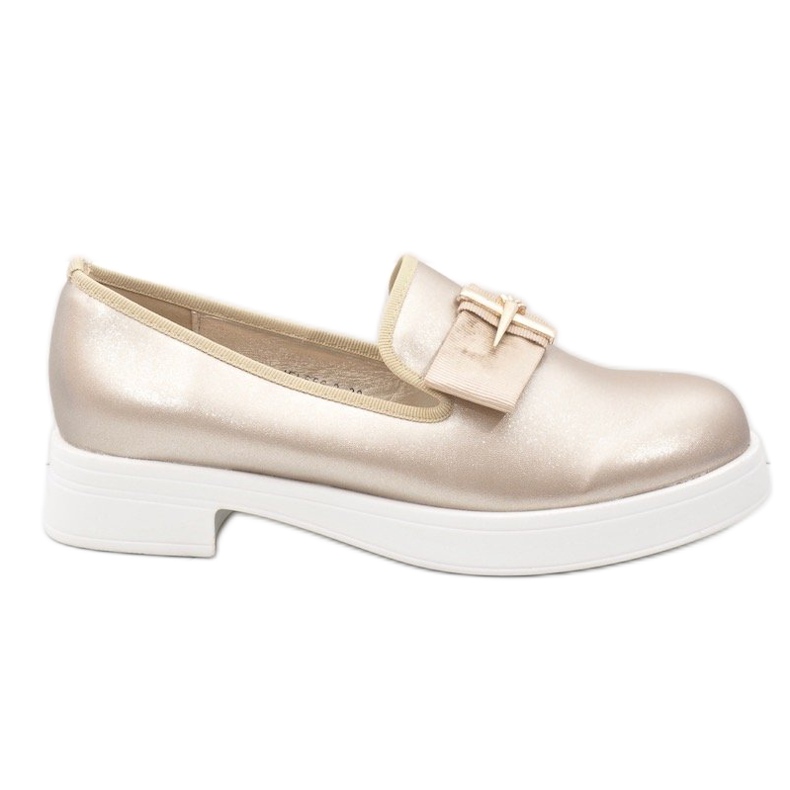 Golden slip-on shoes on the JFL656-3 platform