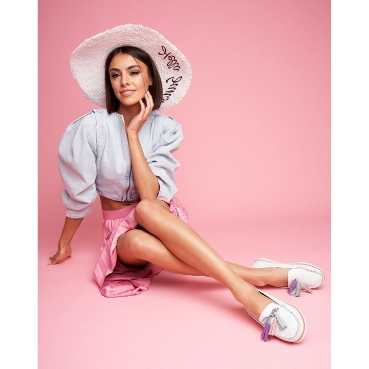 EVE Women's white leather loafers 20PB32-1833