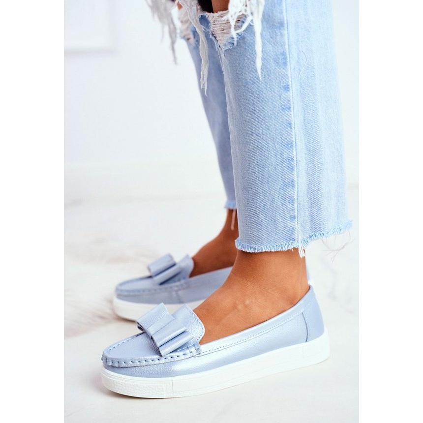 blue leather loafers womens