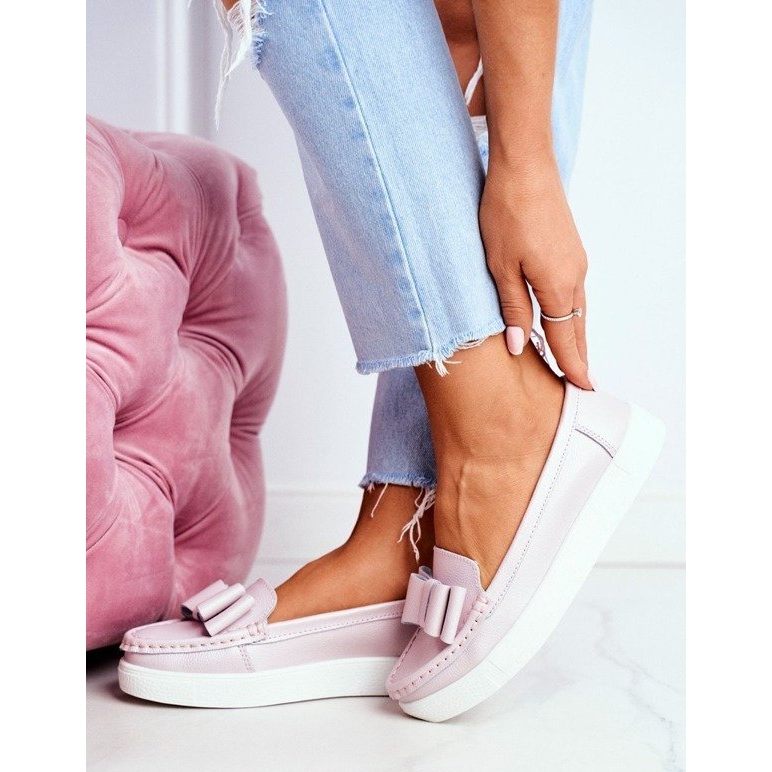 S.Barski Pink women's leather loafers LR92036 S.Barski Pink women's leather loafers LR92036