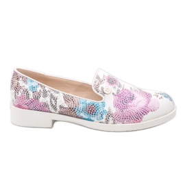Classic white jazz shoes with flowers ZQ630-3 multicolored
