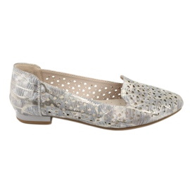 M.Daszyński Lordsy ballerinas lavender / gold Daszyński SA151 pink grey