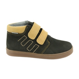 Leather shoes Velcro Mazurek 1341 black multicolored yellow