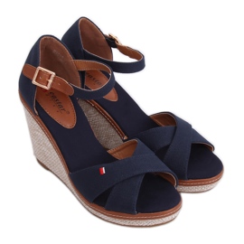 Wedge sandals R133P Blue navy blue
