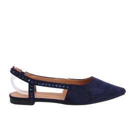 Ballerinas with open heels navy blue YJ335 Blue