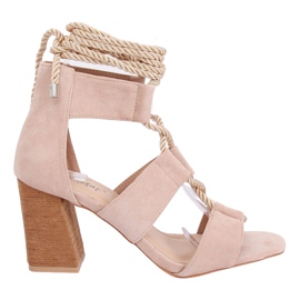 Beige high-heeled sandals LL-229P Beige Beige high-heeled sandals LL-229P Beige