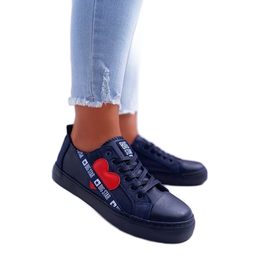 Navy blue sneakers with the Big Star EE274258 Heart