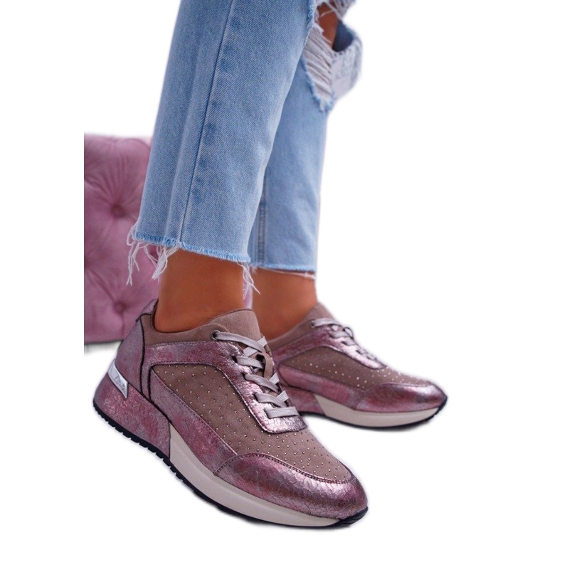 Sergio Leone Beige sports shoes for women sneakers SP005 brown pink