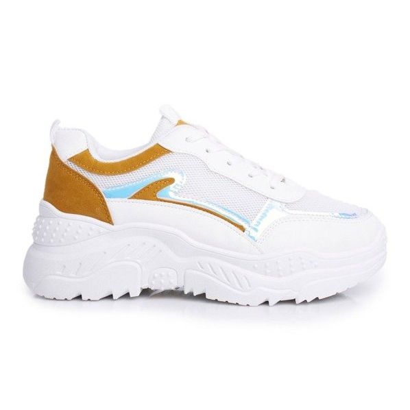 BUGO Yellow and white women's sports shoes 878 multicolored