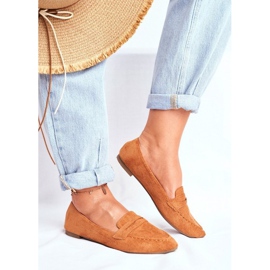 BUGO Brown women's suede loafers CH-1M6-4