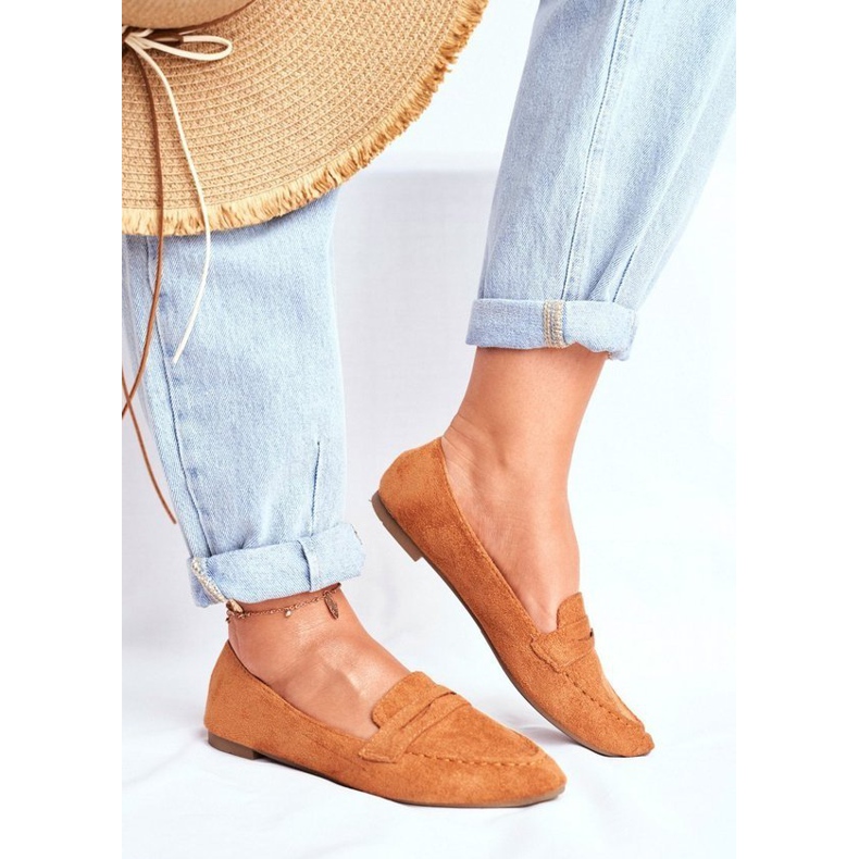 BUGO Brown women's suede loafers CH-1M6-4
