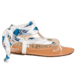 SHELOVET Tied Sandals With Pineapple white multicolored SHELOVET Tied Sandals With Pineapple white multicolored