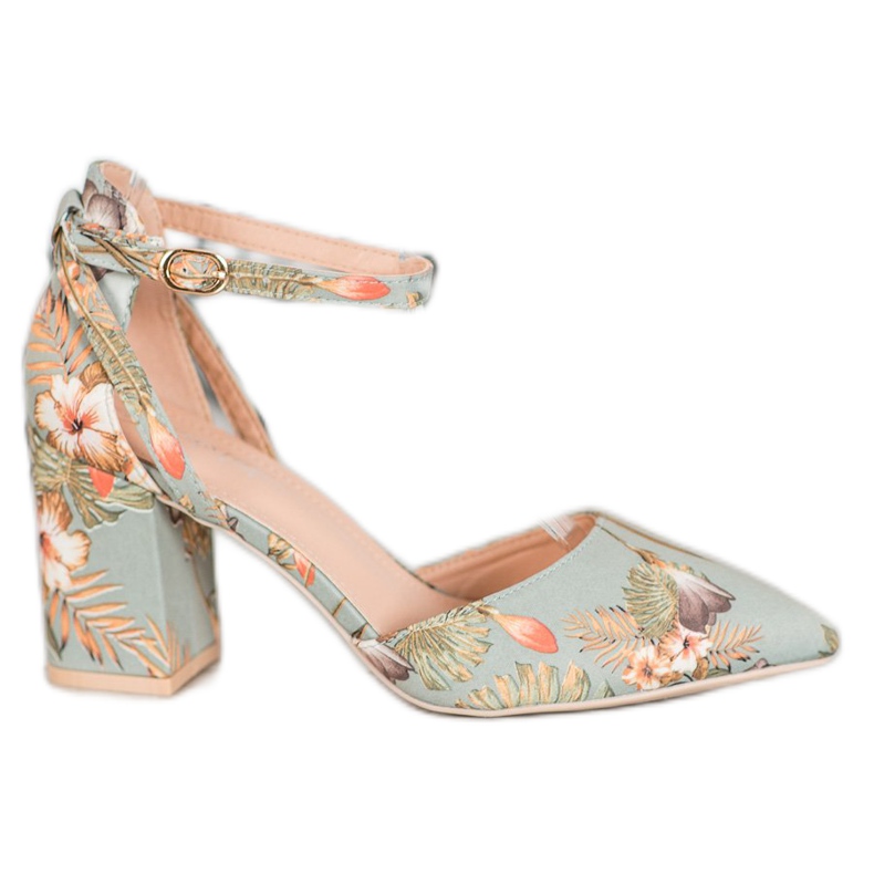 Seastar Pumps With Flowers multicolored green