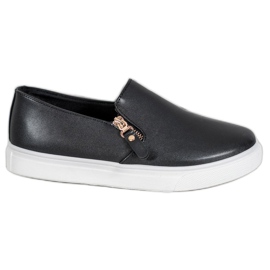 SHELOVET Black Slipons With A Zipper
