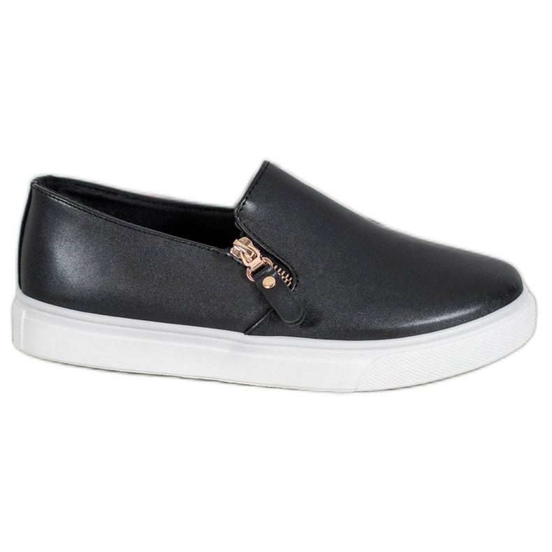 SHELOVET Black Slipons With A Zipper