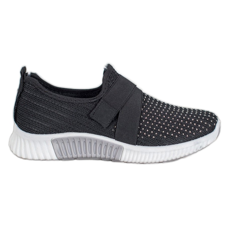 SHELOVET Black Slipons With Crystals