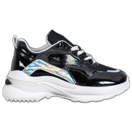 SHELOVET Stylish Eco Leather Sneakers black